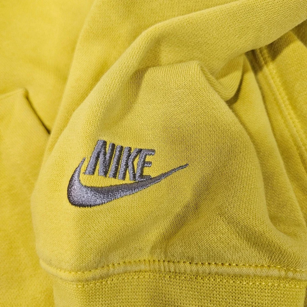 Nike Mens Script Logo Fleece Hoodie Mustard Yellow XL RN56323 CA05553